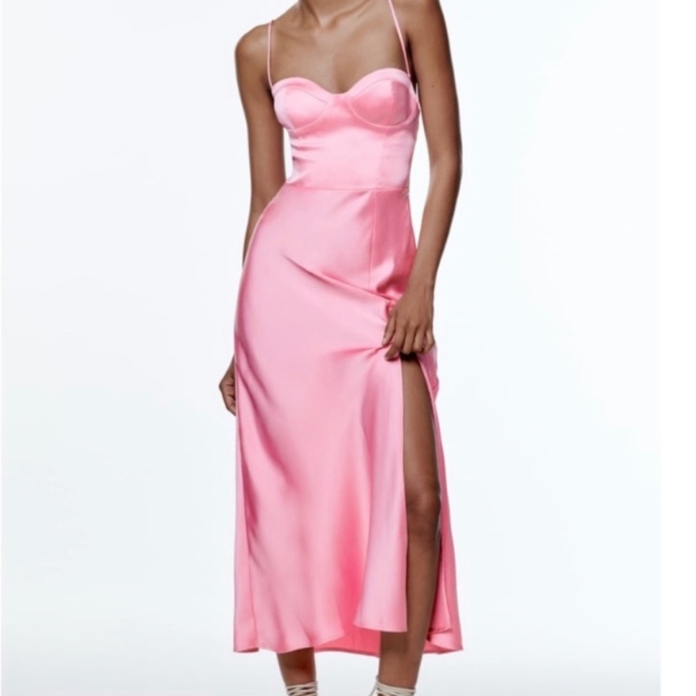 Zara Pink Satin Dress